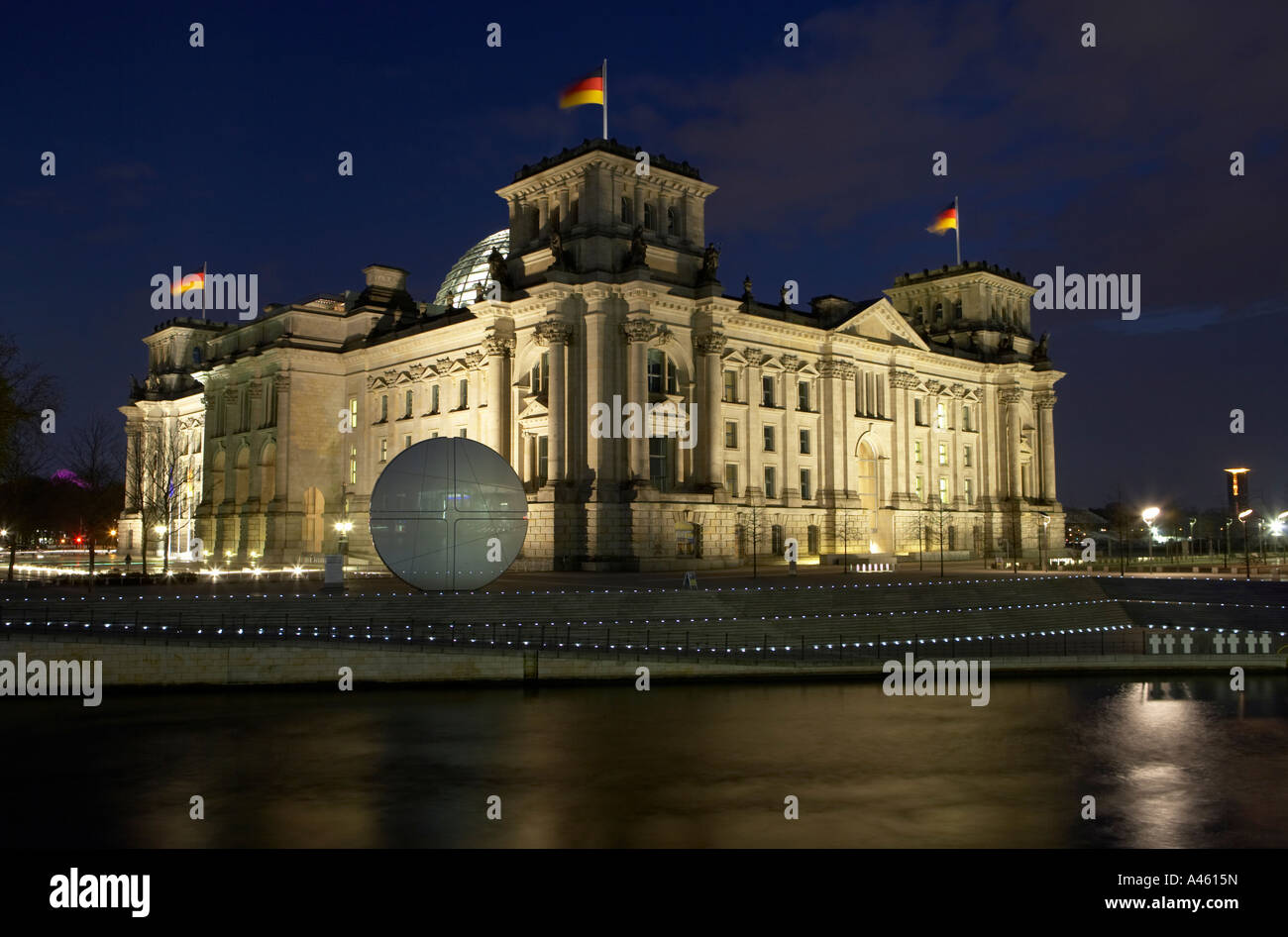 Building of the German Parliament in the evening, Berlin, Germany Stock ...