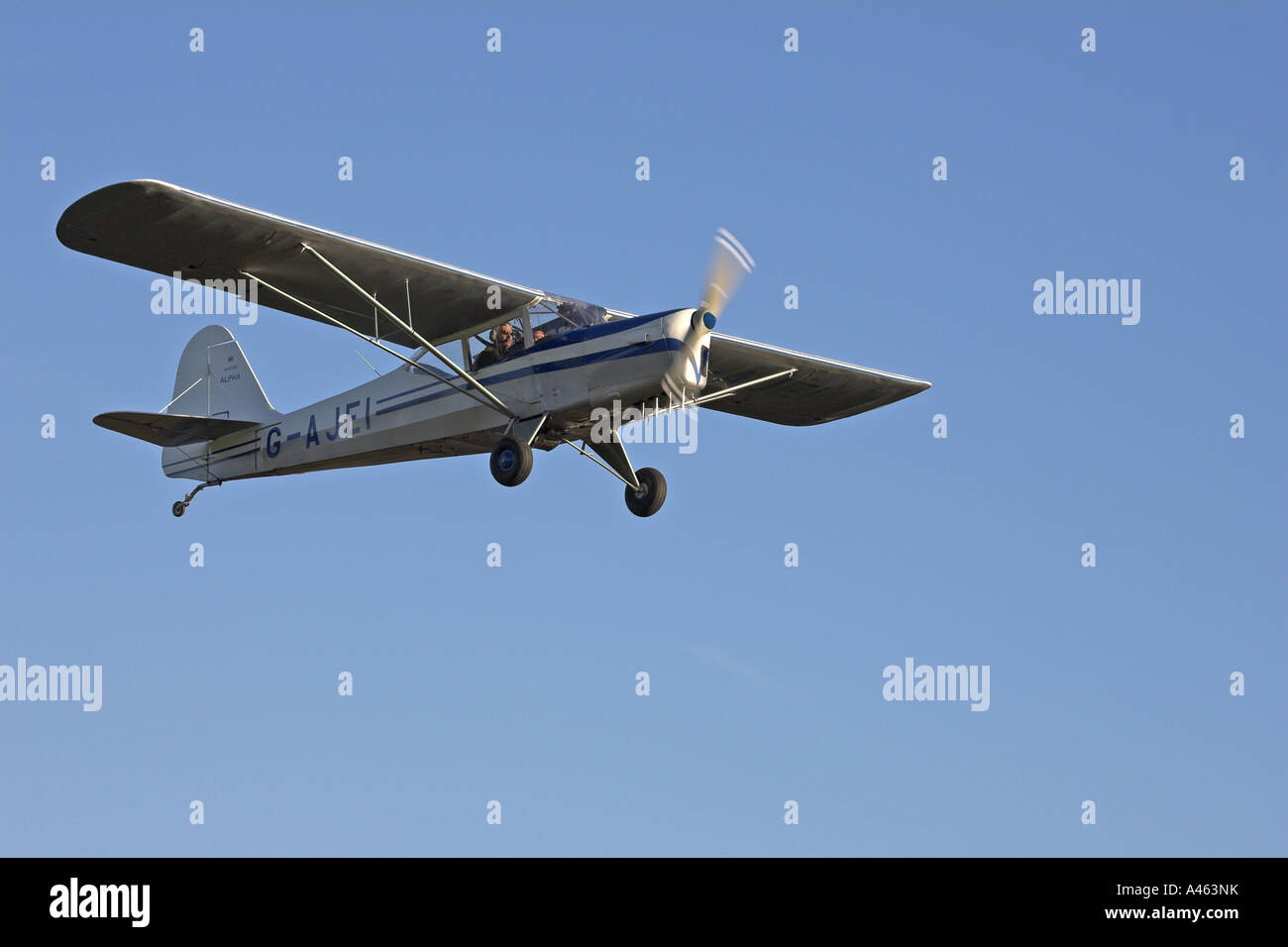 Auster J1N Alpha G-AJEI taking-ff from Netherthorpe Airfield, South Yorkshire, England Stock Photo