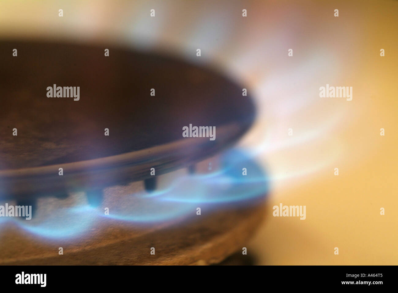 Cook with gas/natural gas on a gas cooker, gasflame with blue flame