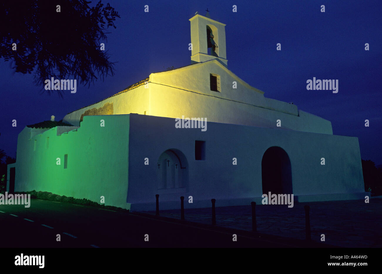 Historic church of Sant Llorenc de Balafia, Ibiza Stock Photo