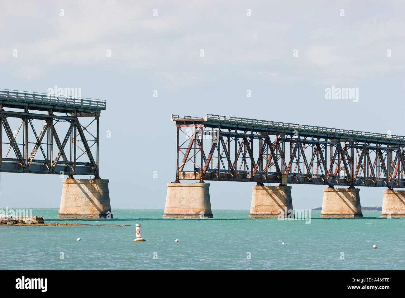 USA, Florida, Bahia Honda Bridge, old and destruct railway bridge at the Florida Keys Stock Photo