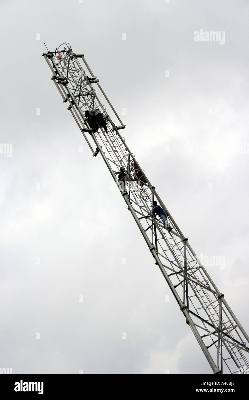 A view of tele communications tower, against clear sky. Stock Photo