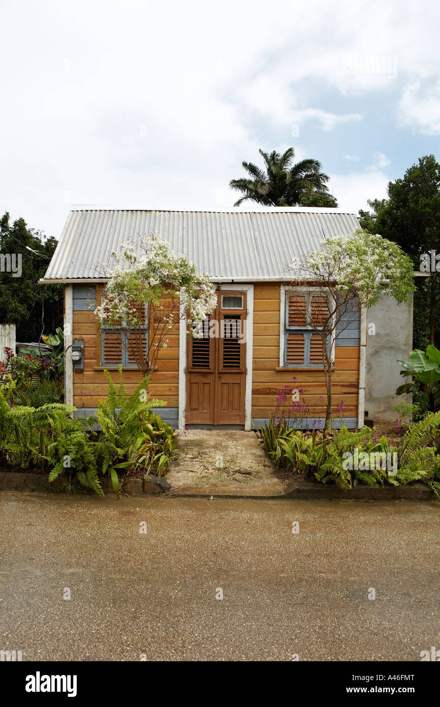 Traditional chattel house in Barbados Stock Photo