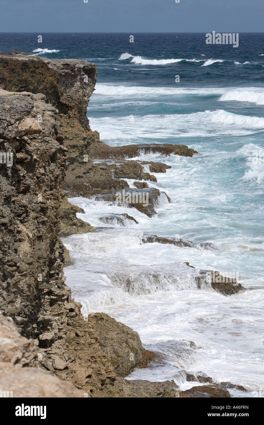 The rough windy coastline of north east Barbados Stock Photo