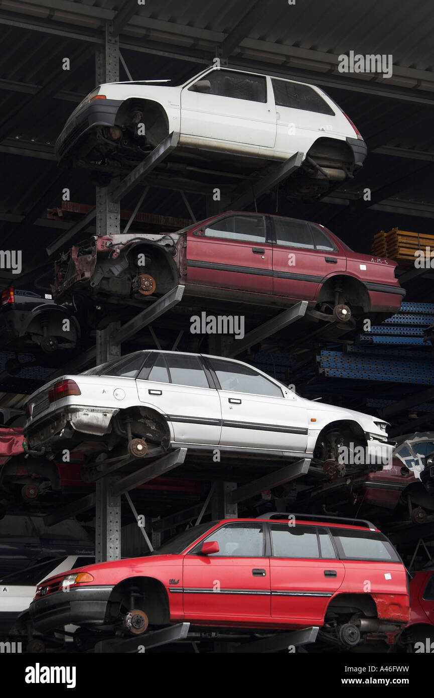 Cars at a scrap yard, Berlin, Germany Stock Photo