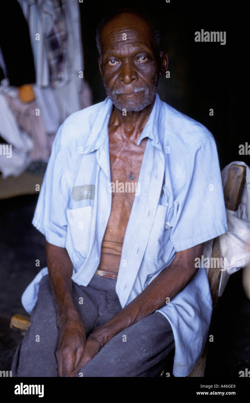 Migrant Haitian sugar cane worker in the Dominican Republic in an Batey (slum) Stock Photo