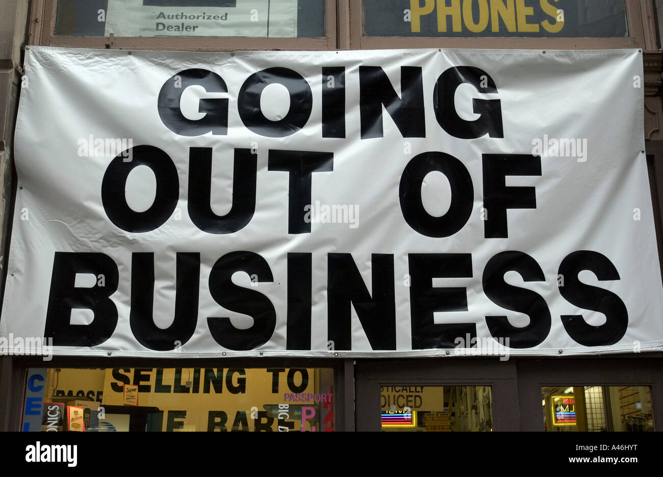 GOING OUT OF BUSINESS sign Stock Photo