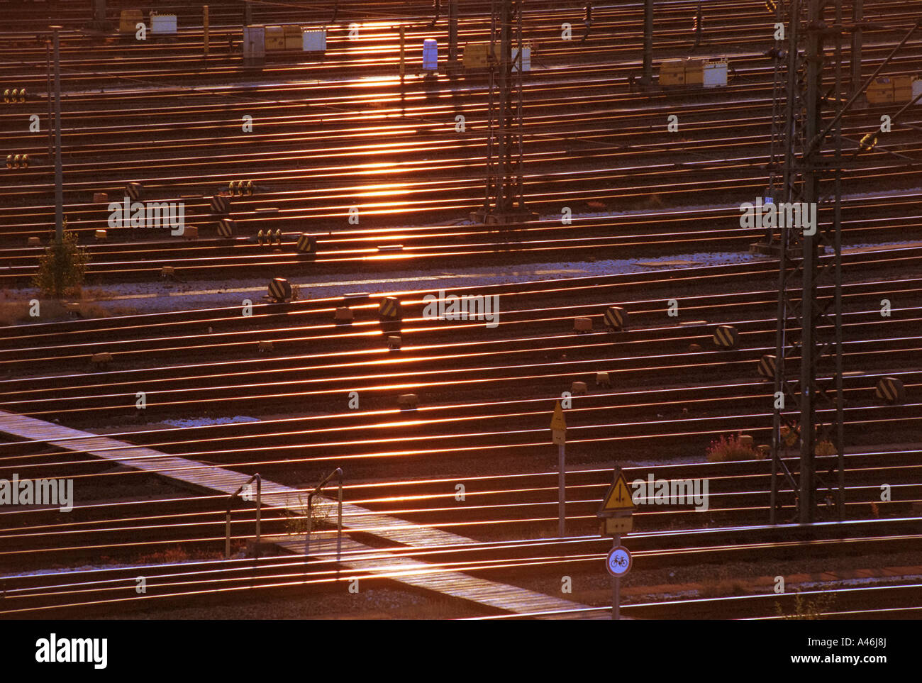 A railroad classification yard Stock Photo