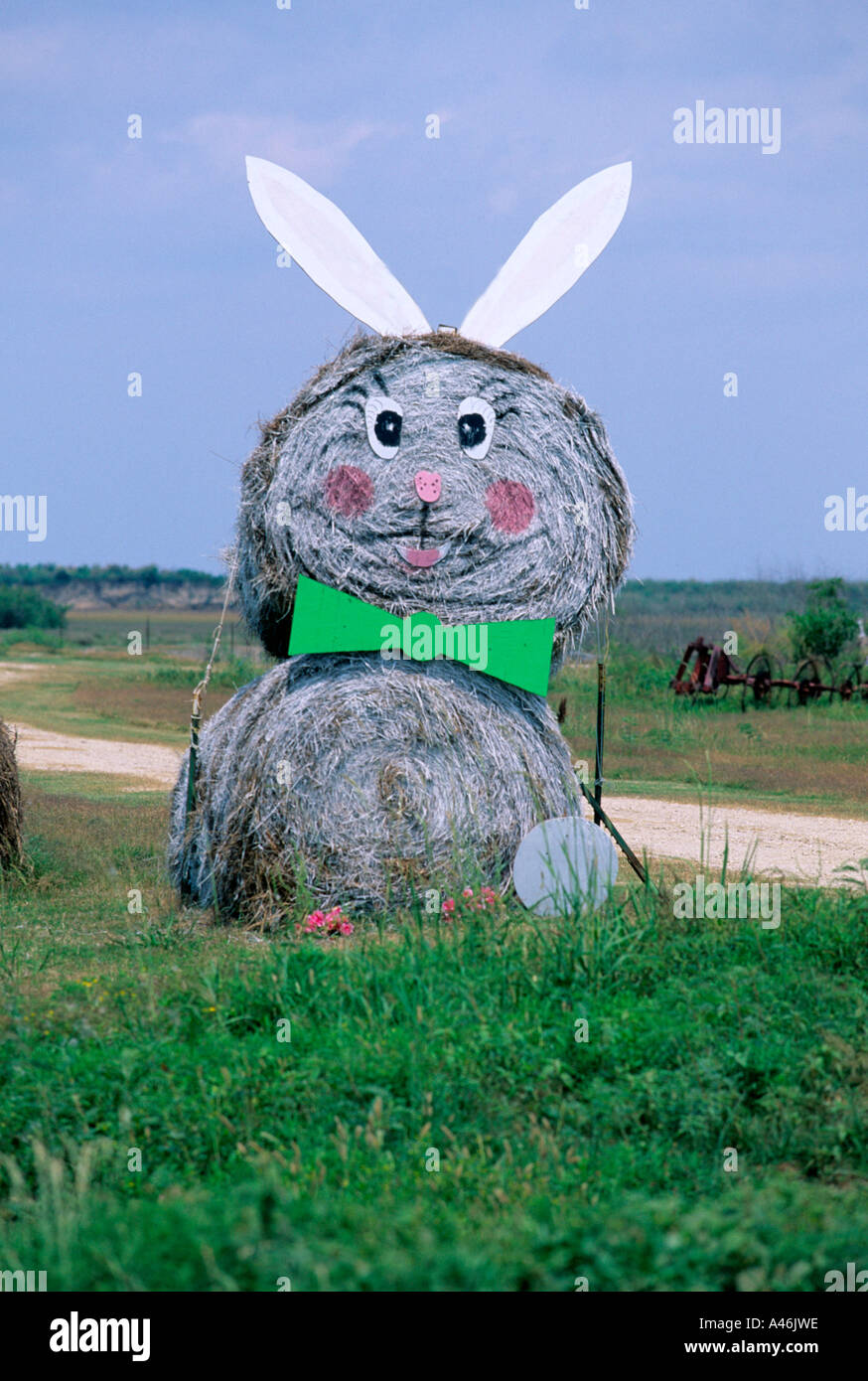 Easter Bunny mad of hay Osterhase aus Heu Stock Photo