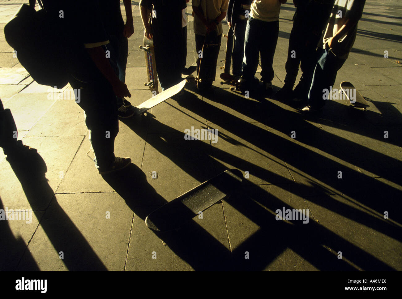 Skateboarders meet to skate, at the South Bank in London Stock Photo