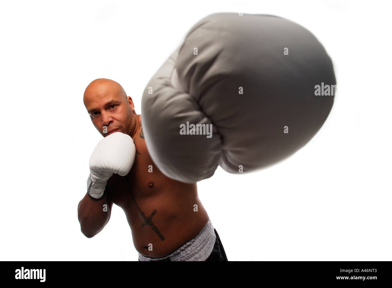 A boxer punches Stock Photo Alamy