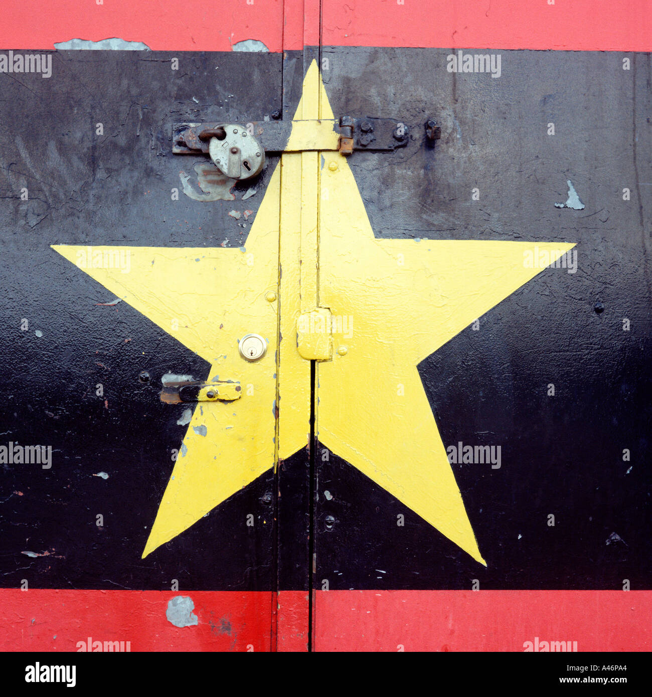 Yellow star shape on door Stock Photo Alamy