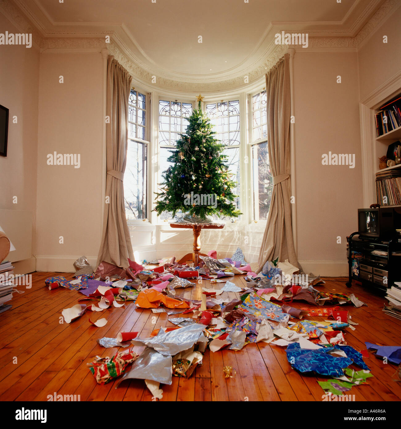 Messy Living Room At Christmas Stock Photo 3575657 Alamy