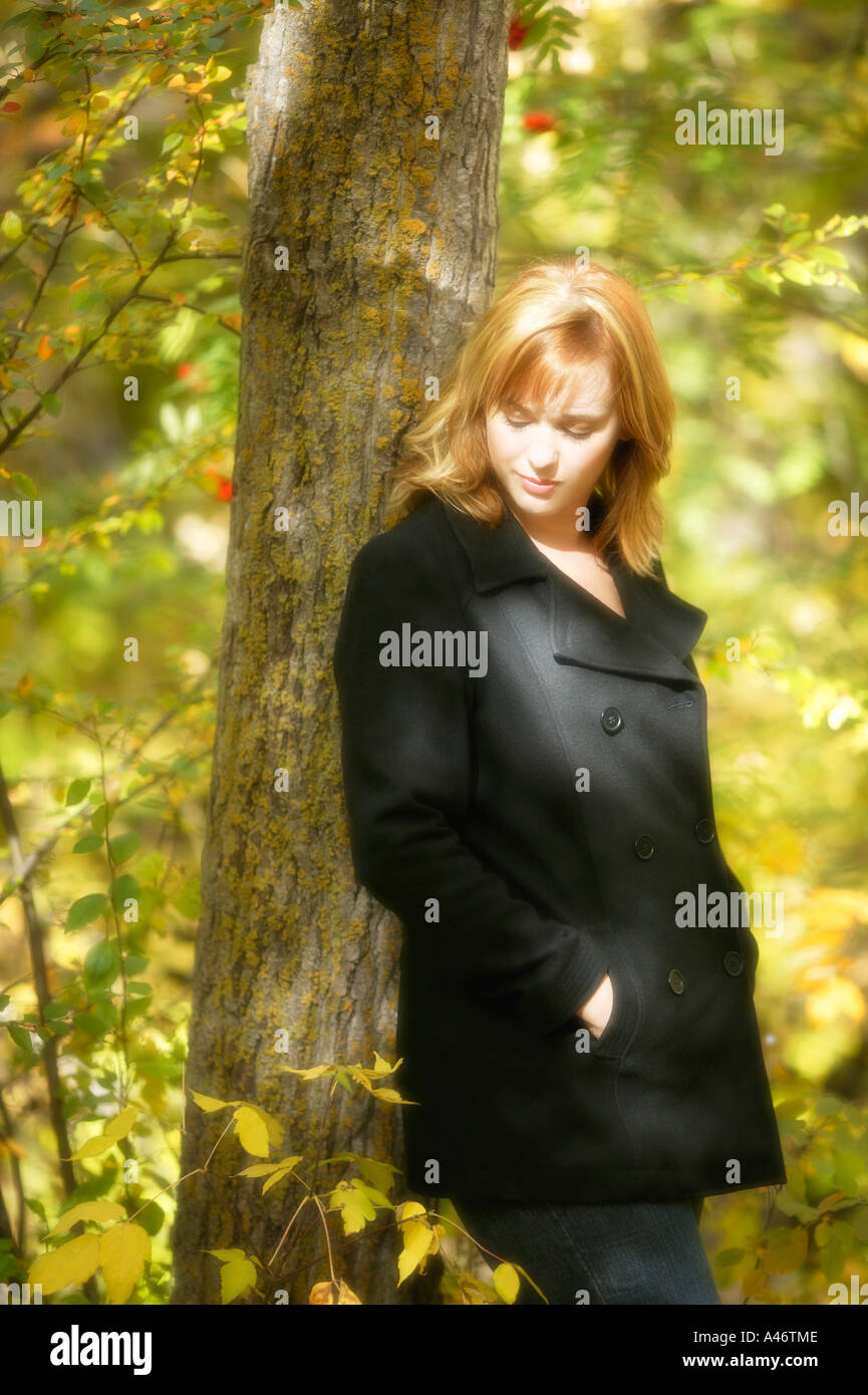 Woman coat outdoors peaceful hi-res stock photography and images - Alamy