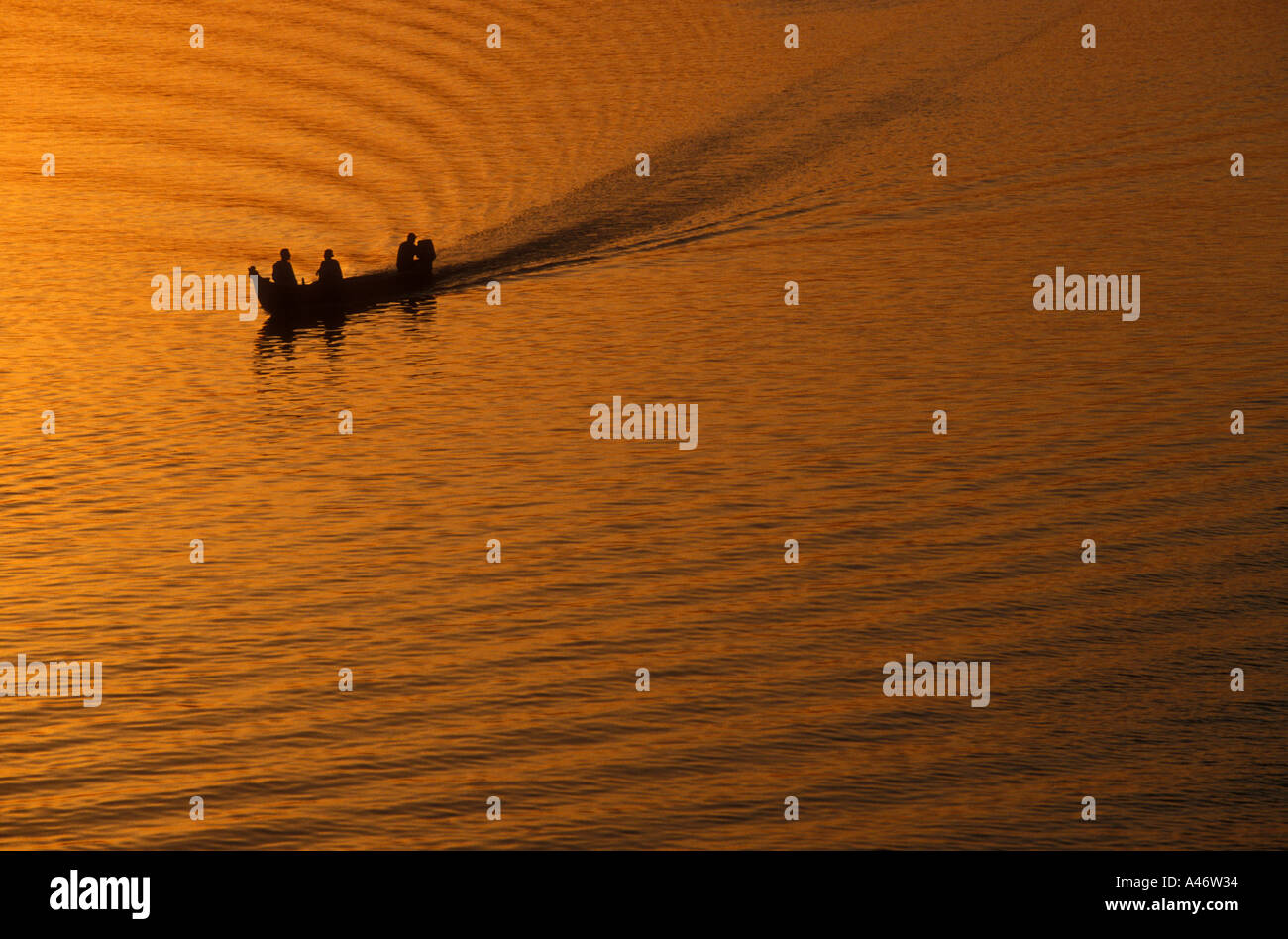 Fishing boat at dusk on the Tigris river Basra Iraq Stock Photo