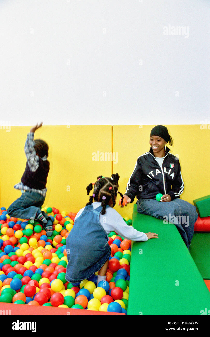 Children playing in ball pool Stock Photo