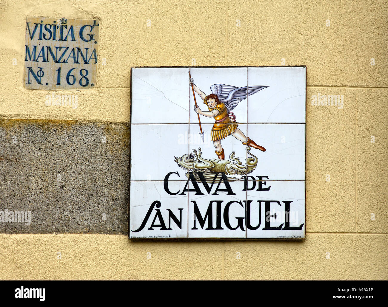 Cava de San Miguel, street sign in the old town, Madrid, Spain Stock Photo