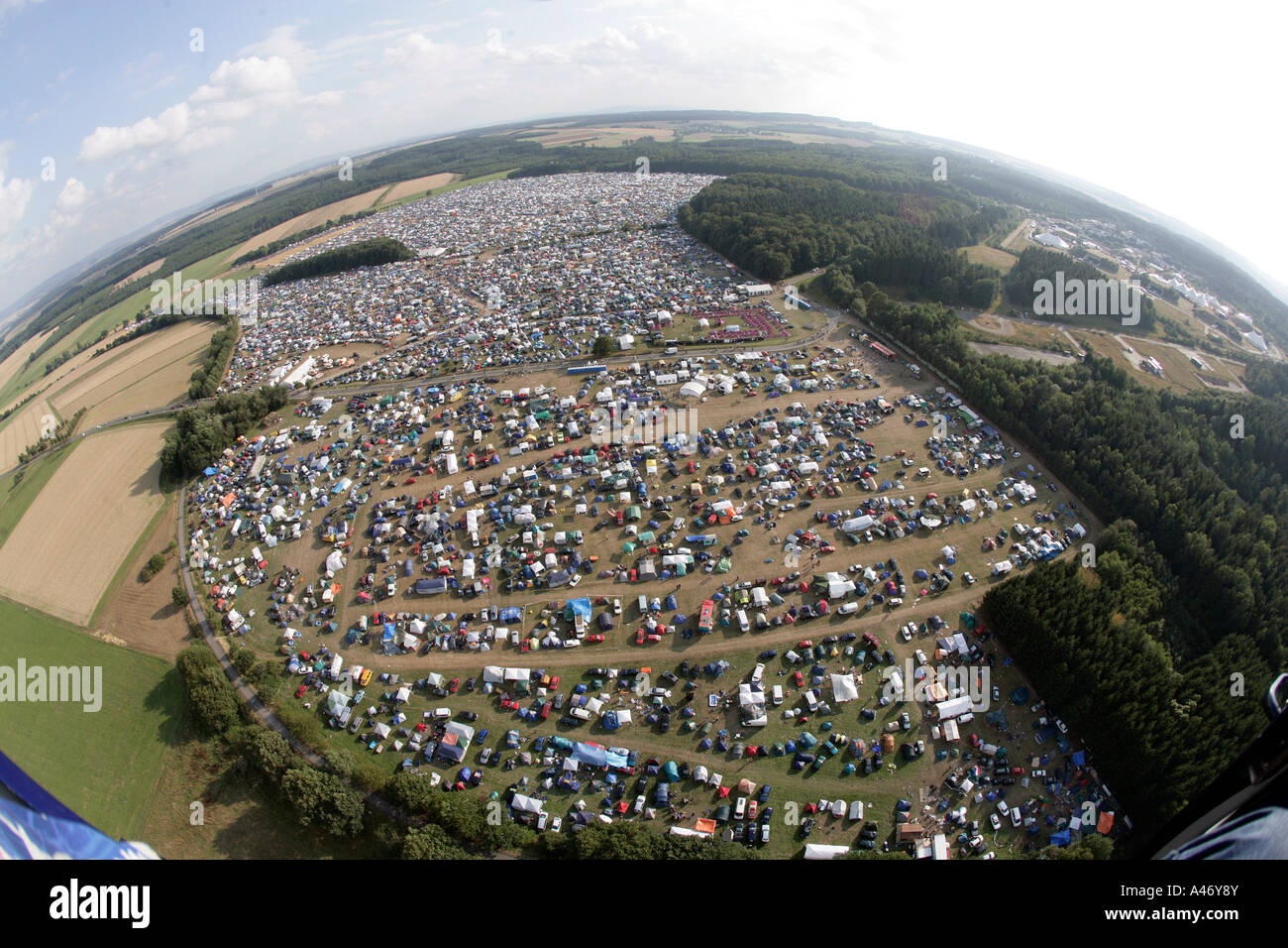 More than 30000 raver are camping near a techno-party near Kastellaun , Rhineland-Palatinate, Germany Stock Photo
