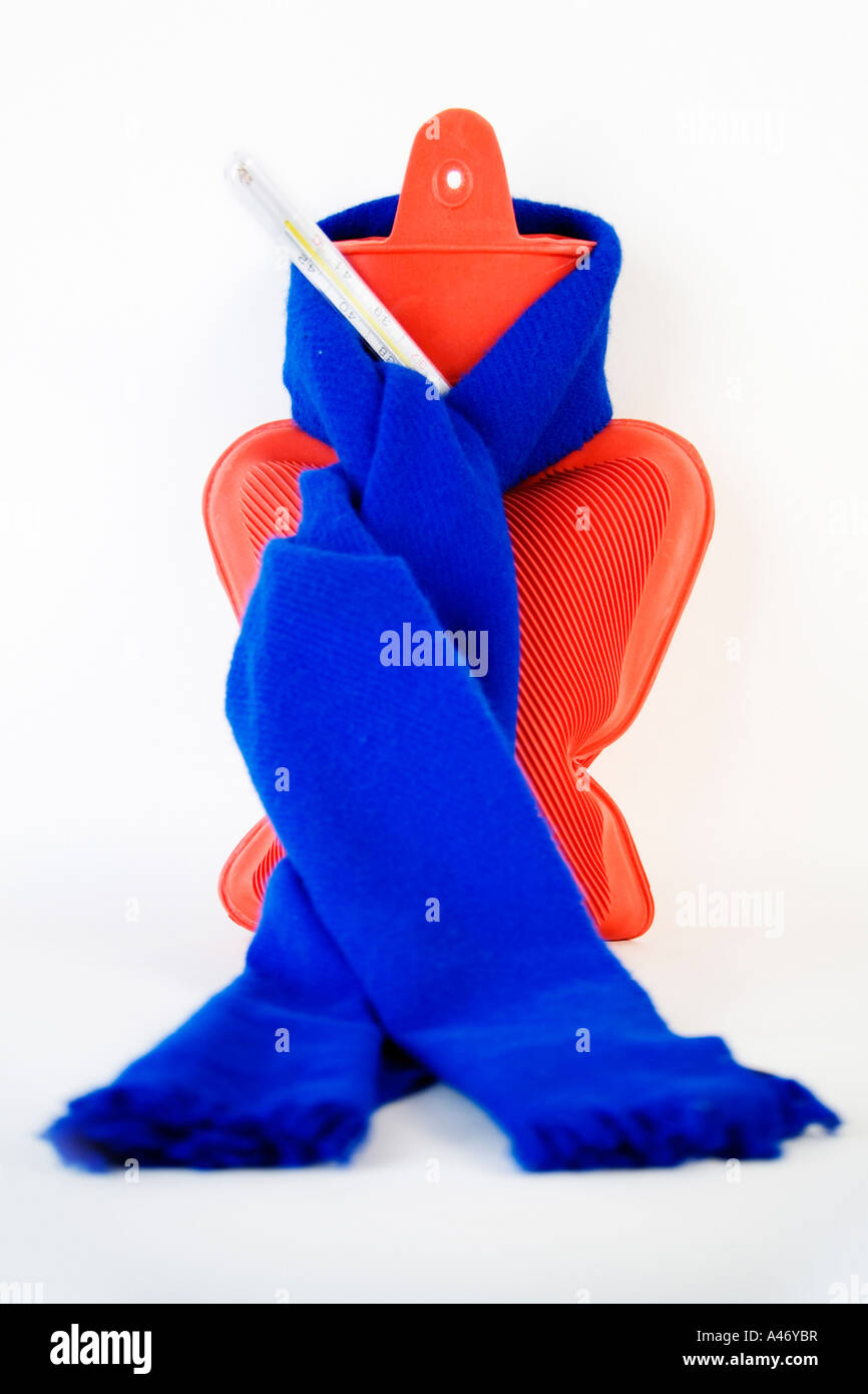 Hot water bottle with thermometer Stock Photo Alamy