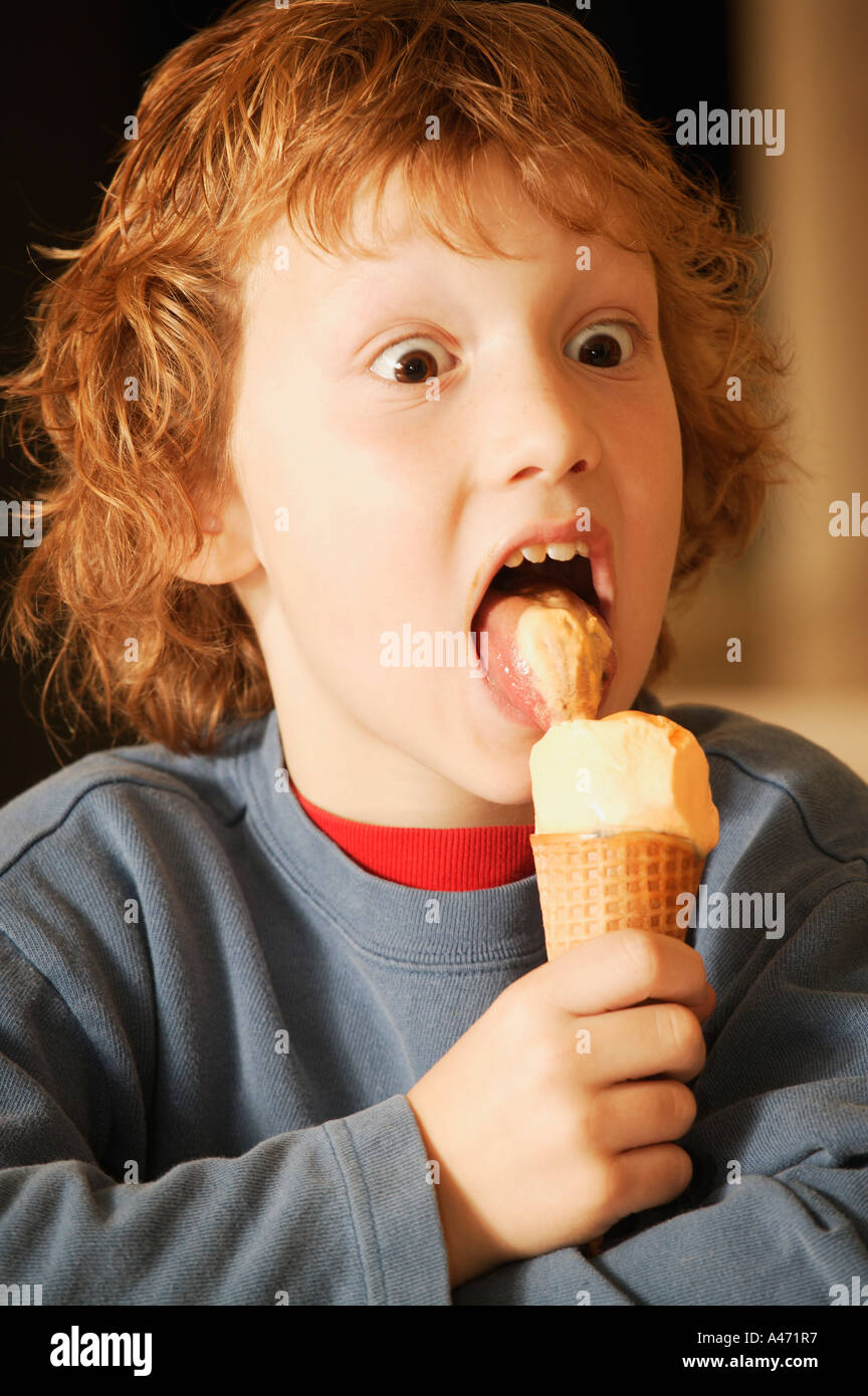 Child eats ice cream Stock Photo Alamy