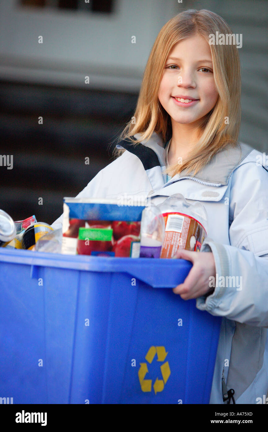 Young girl recycling Stock Photo Alamy