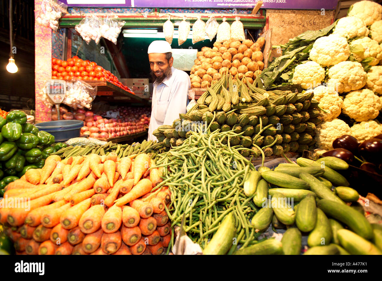 Stall holder at Russell Market fruit and Vegetable Market, Bangalore