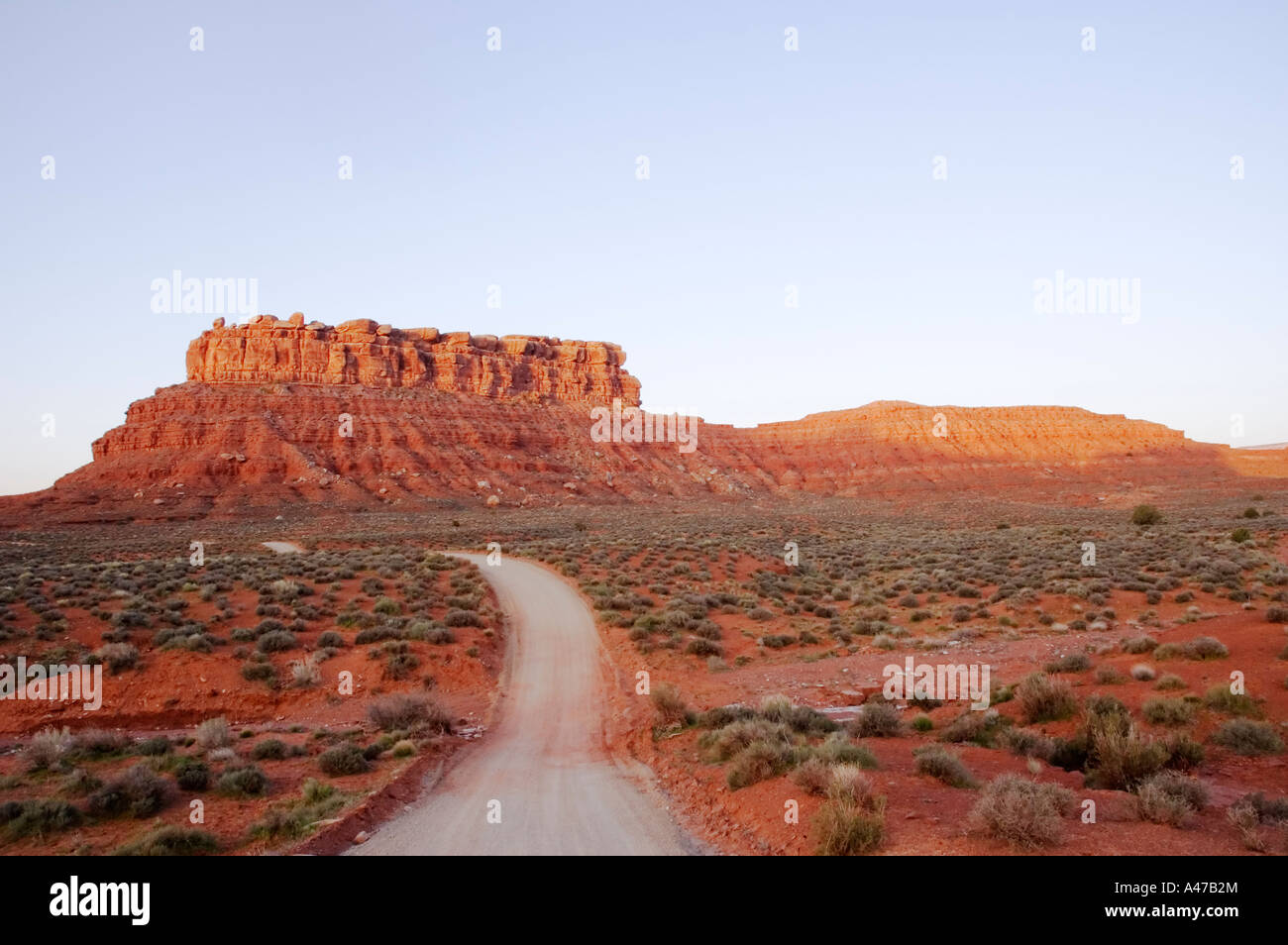 Red shiprock plateau/formation in the Valley of the Gods, near Mexican