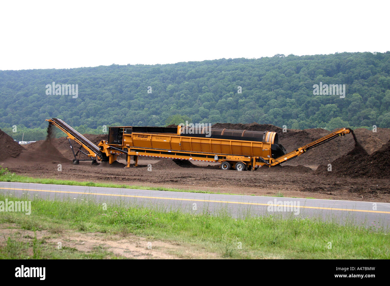 Wood Mulch Grinder in West Virginia, USA Stock Photo Alamy
