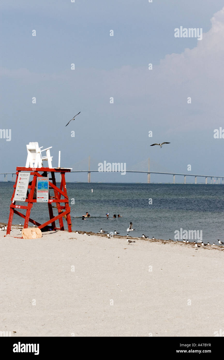 A Lone Life Guard Stand on the Beach in Florida USA Stock Photo