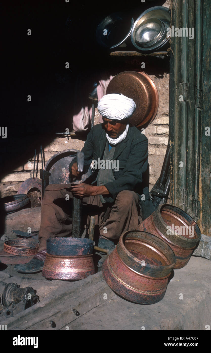 Copper metalworking at Herat Afghanistan Stock Photo