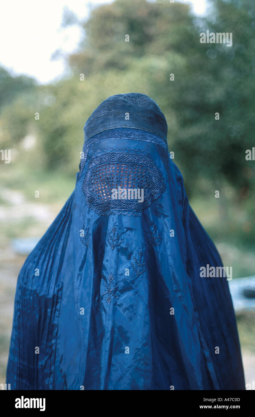 Traditional all enveloping Afghan woman s veil known as Budka or Chador Kabul Afghanistan Stock Photo