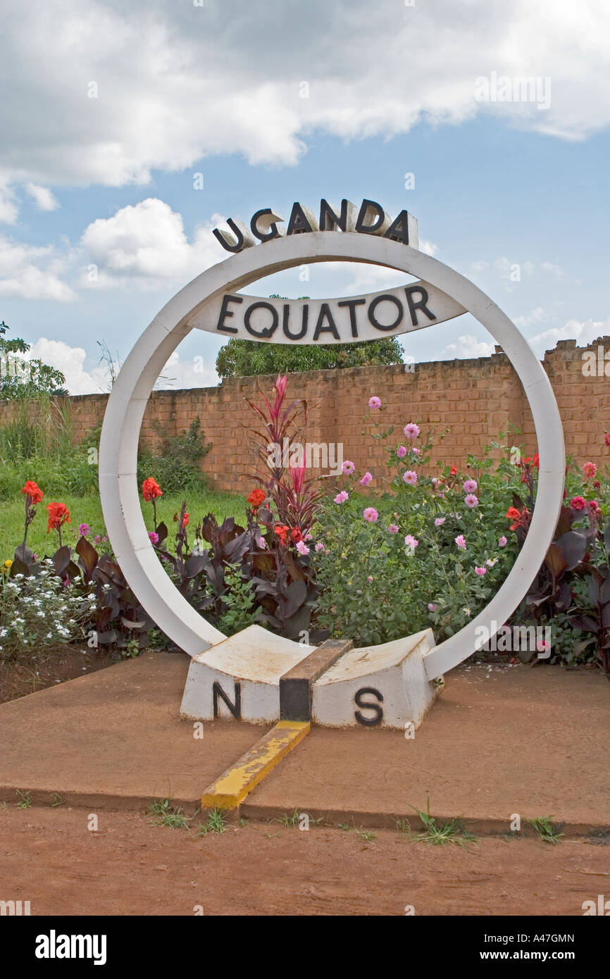 Equator Line with Northern and Southern Hemispheres, Uganda, East Africa Stock Photo