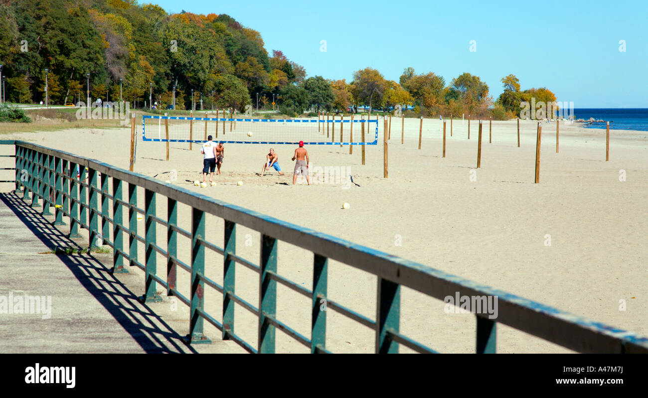 Volleyball game at Bradford Beach Lake Michigan Milwaukee Wisconsin USA