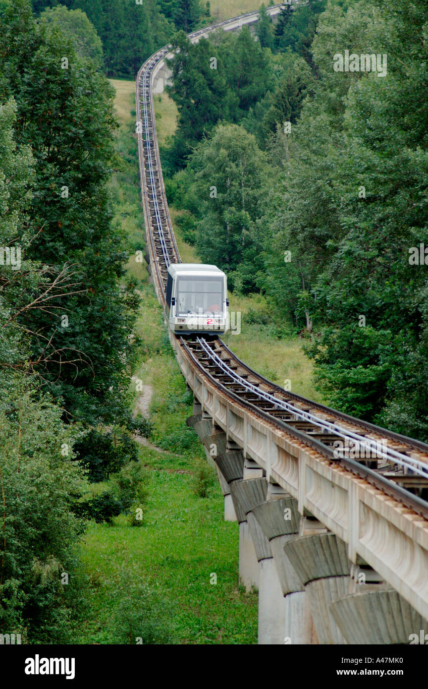 Funicular railway Bourg-Saint-Maurice Les Arcs Stock Photo