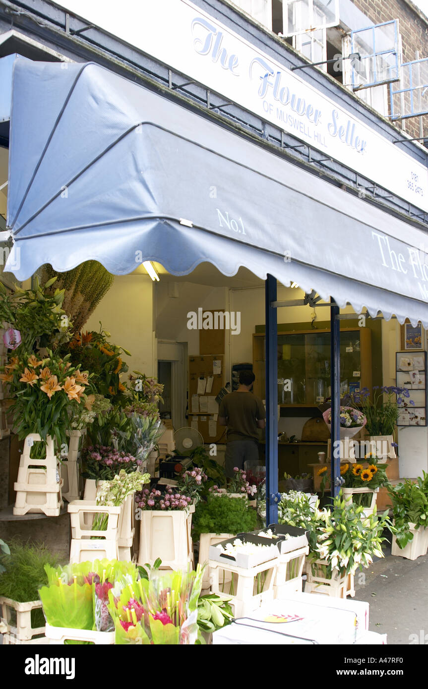 The Flower Seller florist shop in Muswell Hill London N10 England  Stock Photo