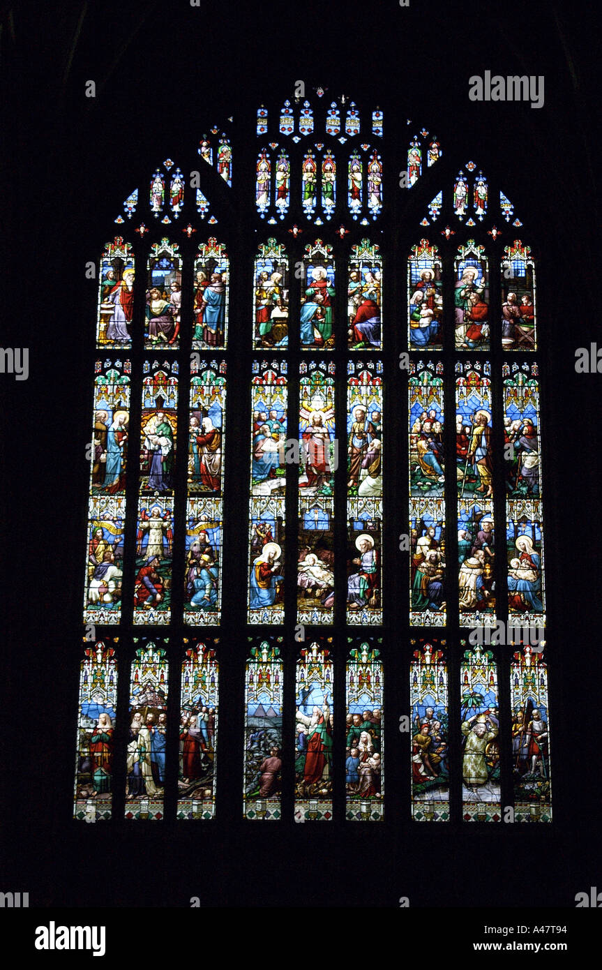 Stained glass window Gloucester Cathedral Gloucestershire England UK