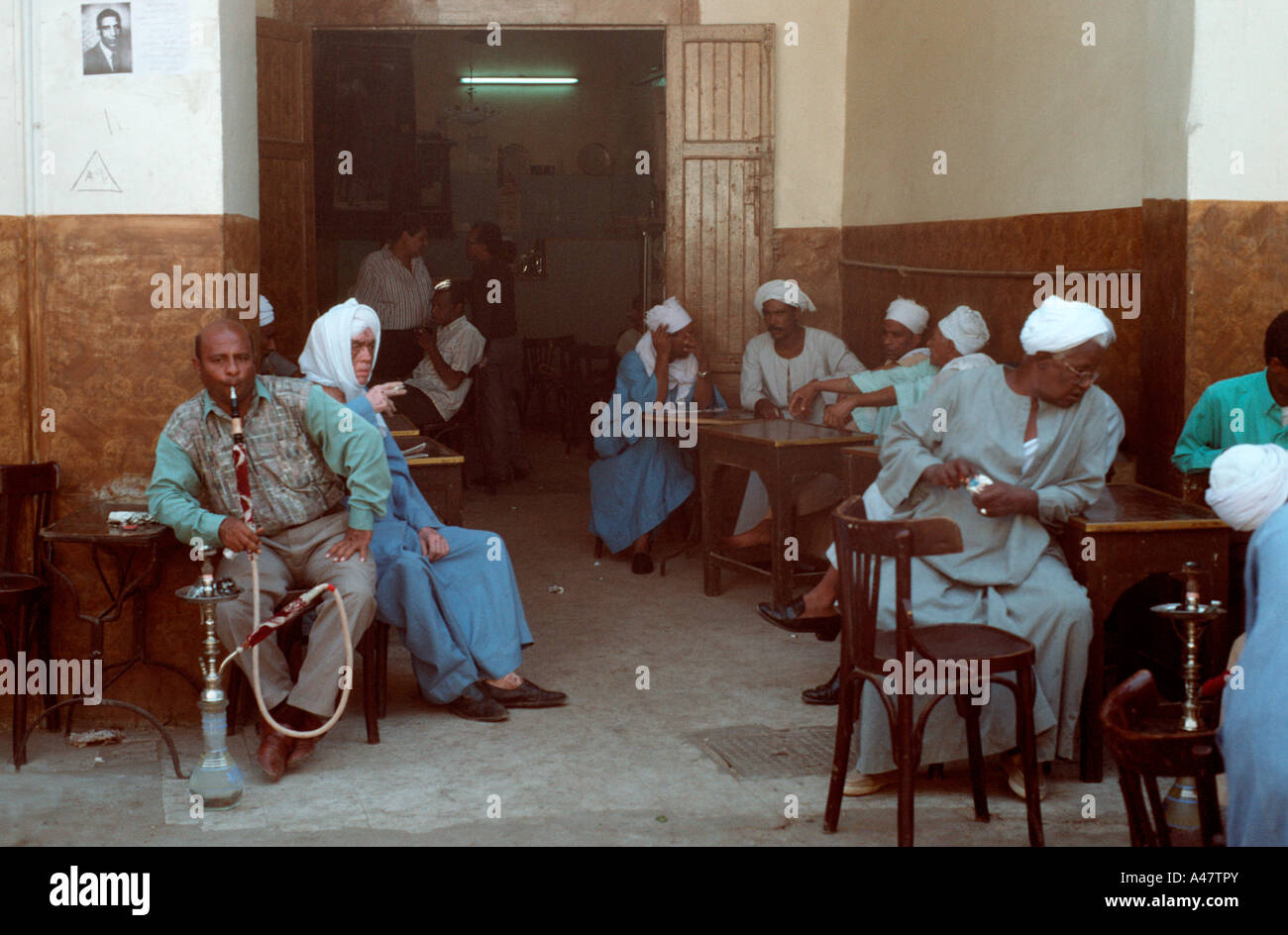 Men sat outside a coffee shop in Luxor Egypt Stock Photo Alamy