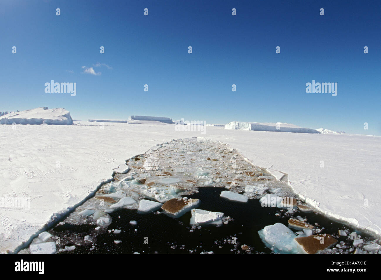 Icebreaker Wake, Riiser Larsen Ice Shelf, Antarctica Stock Photo - Alamy