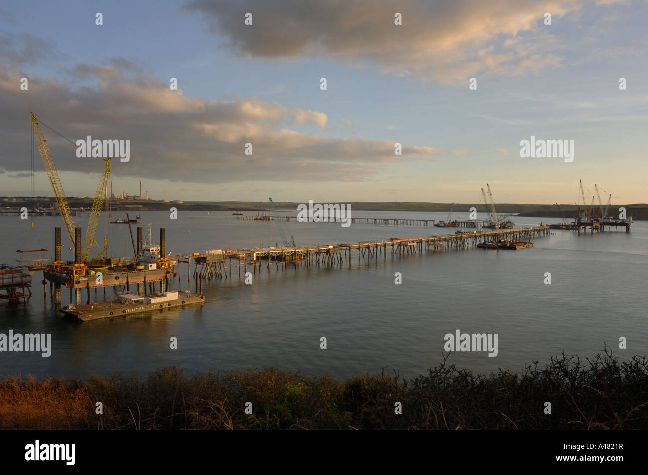 South Hook LNG Jetty Milford Haven Pembrokeshire Wales UK Europe Stock