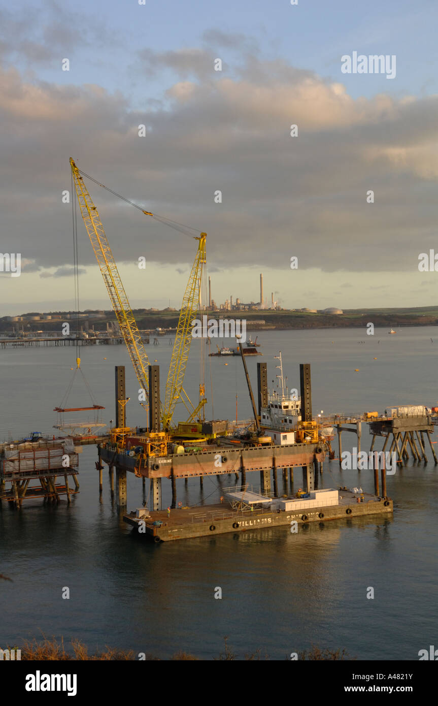 South Hook LNG Jetty Milford Haven Pembrokeshire Wales UK Europe Stock