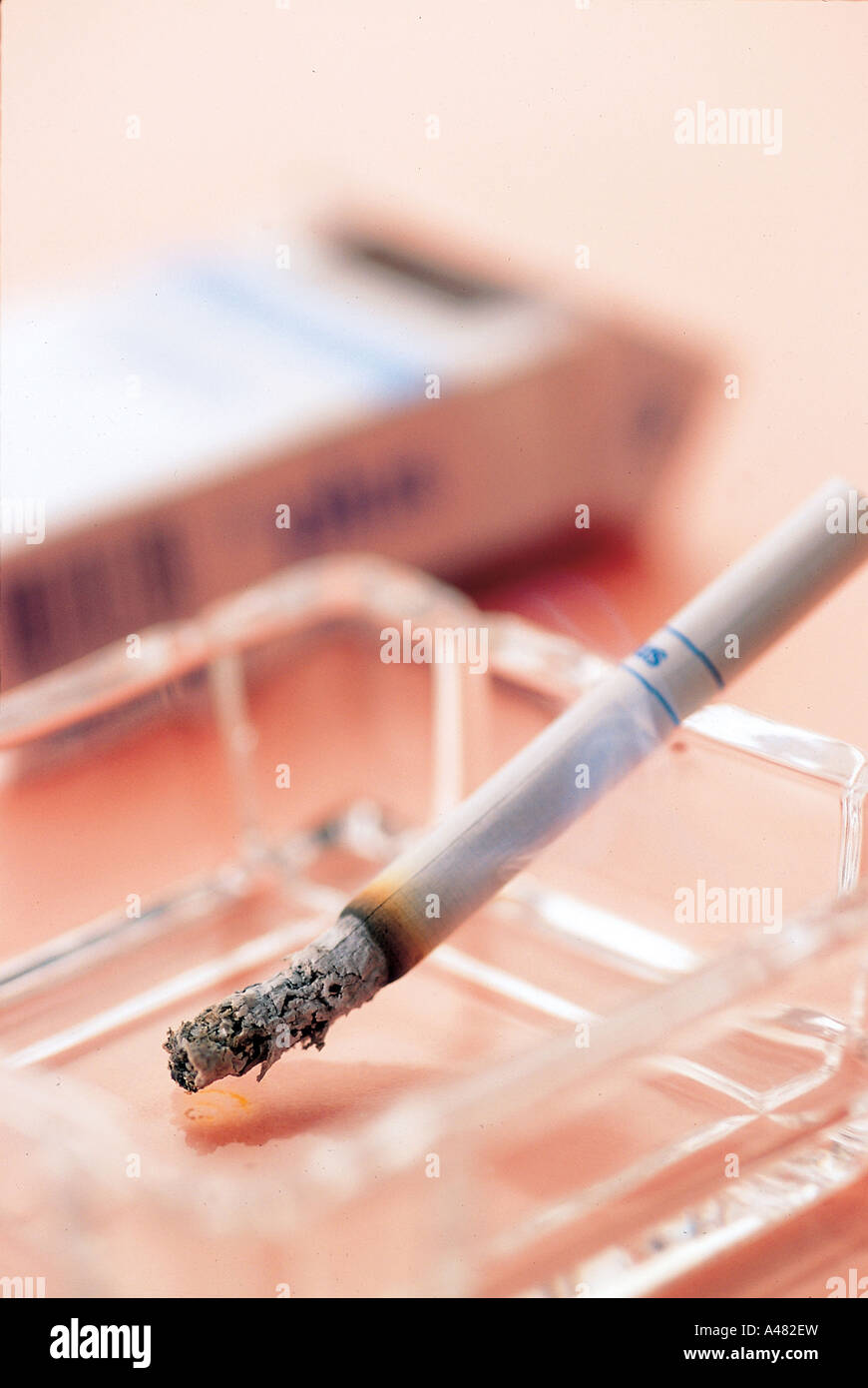 Close-up of a cigarette in an ashtray Stock Photo