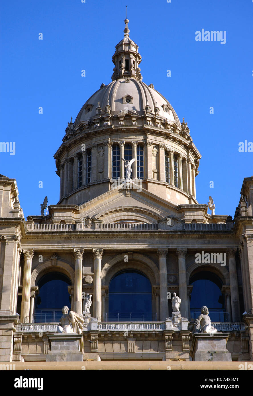 View of Museu Nacional d'Art de Catalunya Plaça de Espanya Barcelona Barça Catalonia Cataluña Costa Brava España Spain Europe Stock Photo