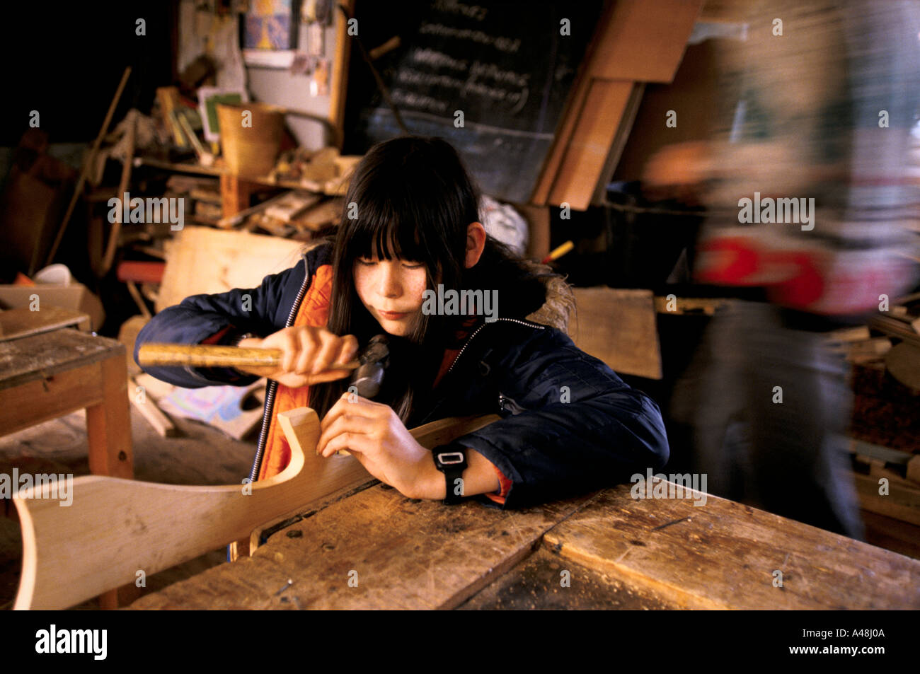 summerhill school woodwork class Stock Photo