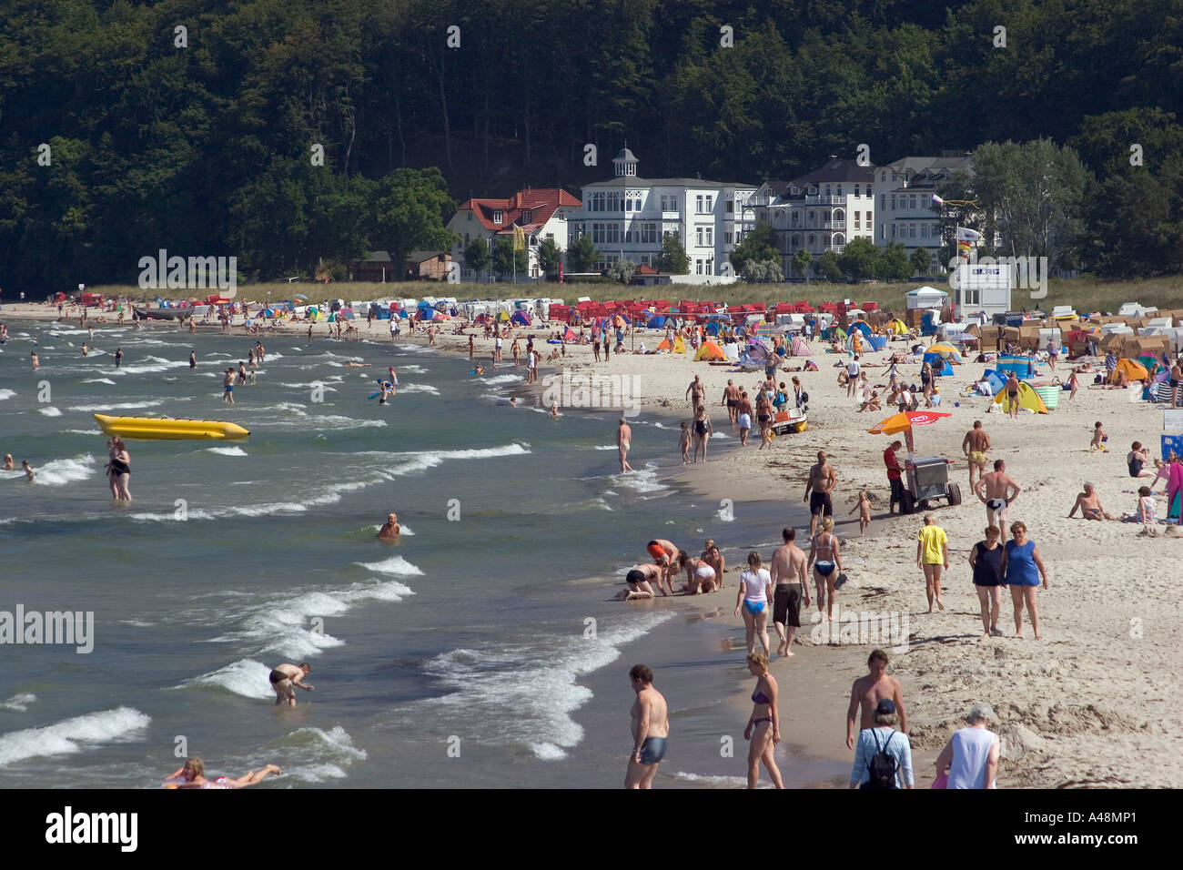 Vacationists at beach / Binz / Urlauber am Strand Stock Photo