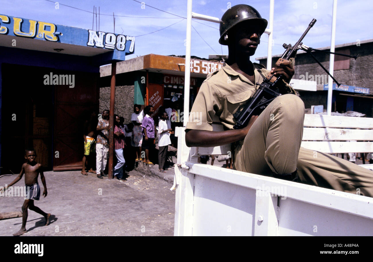 soldiers in cite soleil port au prince haiti Stock Photo