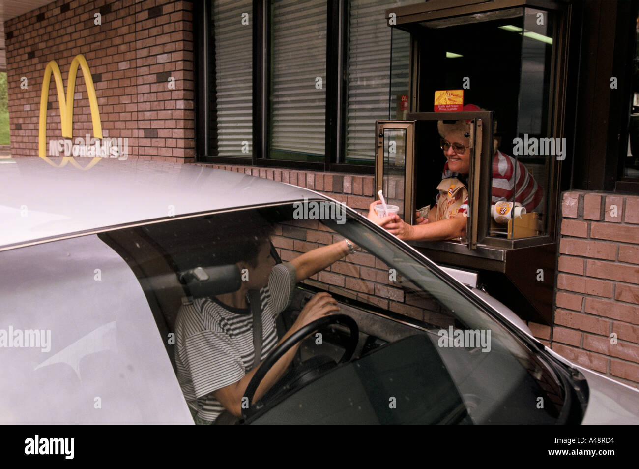 McDonalds drive through burger restaurant iowa Stock Photo