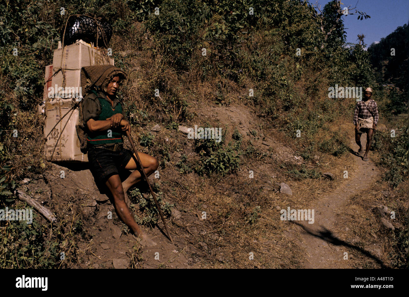 gurkha daily life on the crest of mount annapurna  nepal Stock Photo