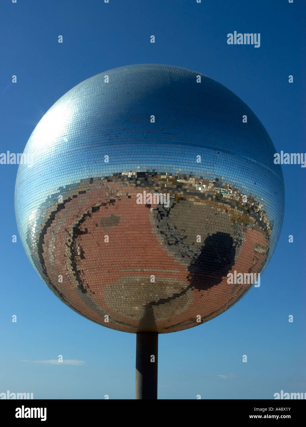 The world's biggest glitterball on the promenade at Blackpool, Fylde, Lancashire. Stock Photo