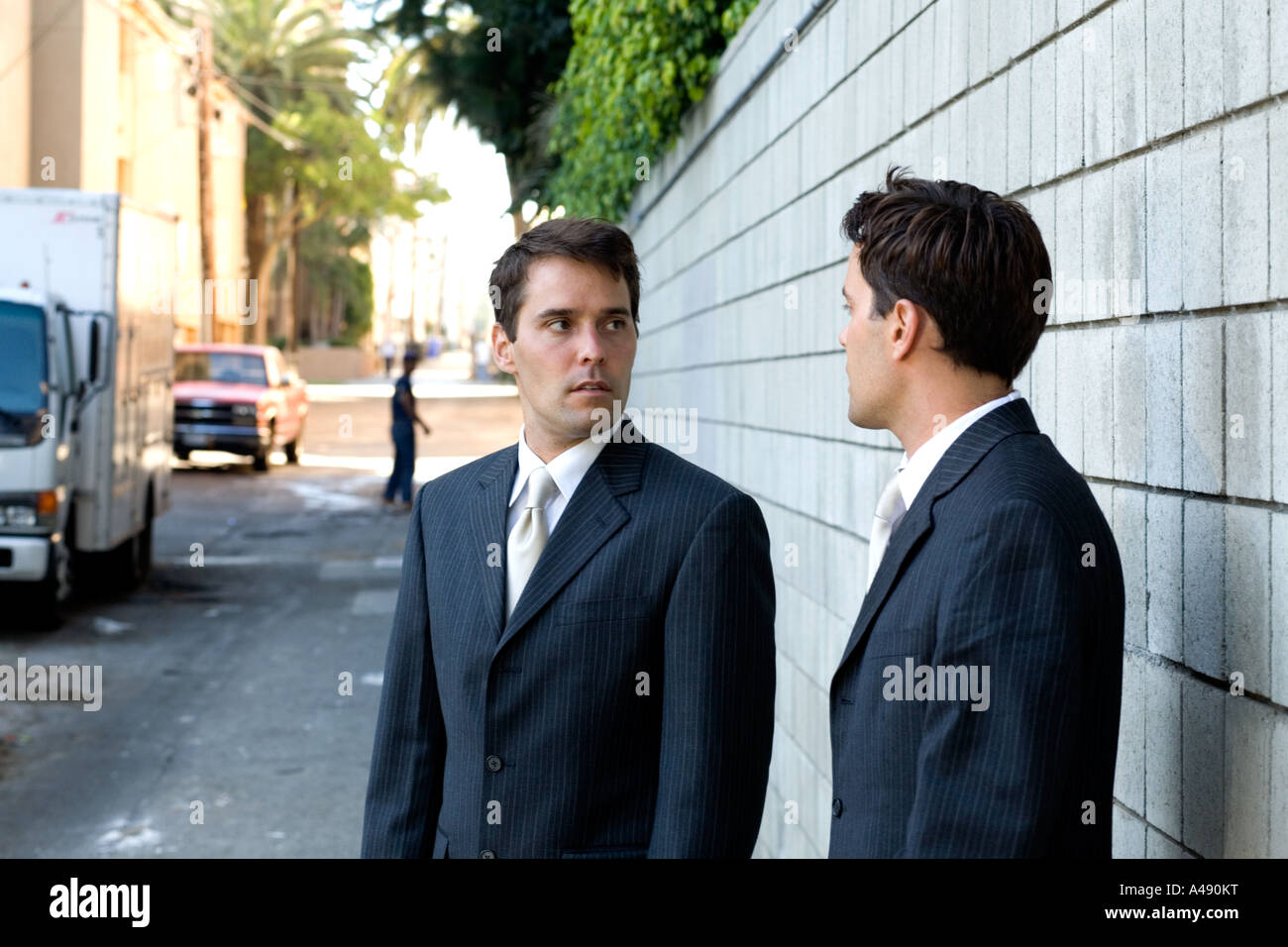 Young businessmen conversation Stock Photo