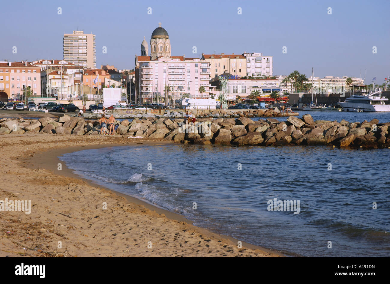 Panoramic view of seafront & beach of St Raphael Côte D'Azur Saint San ...